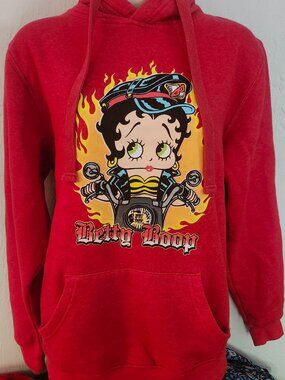 Betty Boop Womens Hoodie Motorcycle Design Sz SM